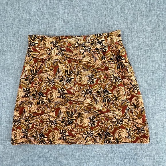 ZARA TRAFALUC Corduroy Mini Skirt‎ Pockets Floral Small Cotton & Elastane - Picture 1 of 11